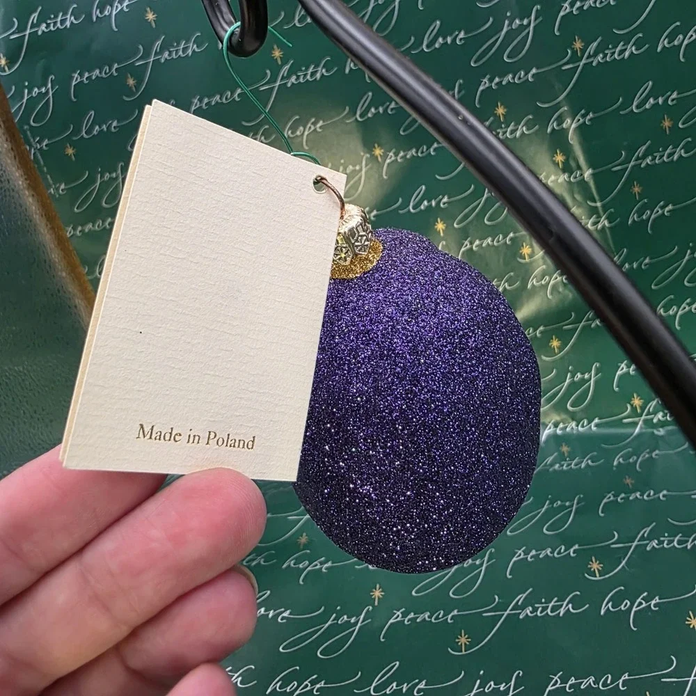 Patricia Breen Jelly Bean Santa Claus Purple‎ Gold Glittered Christmas Ornament
